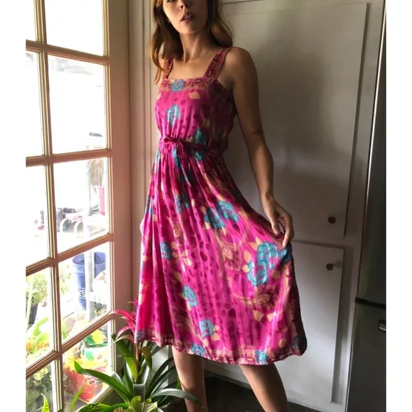 Anne Crimmins | Umi Collection - 100% Silk Vintage 70s 80s Dress | Size: 12 - Picture 1 of 9